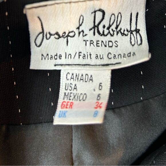 JOSEPH RIBKOFF WOMANS BLAZER JACKET 6 black white VTG polka dot pin striped - Picture 2 of 11